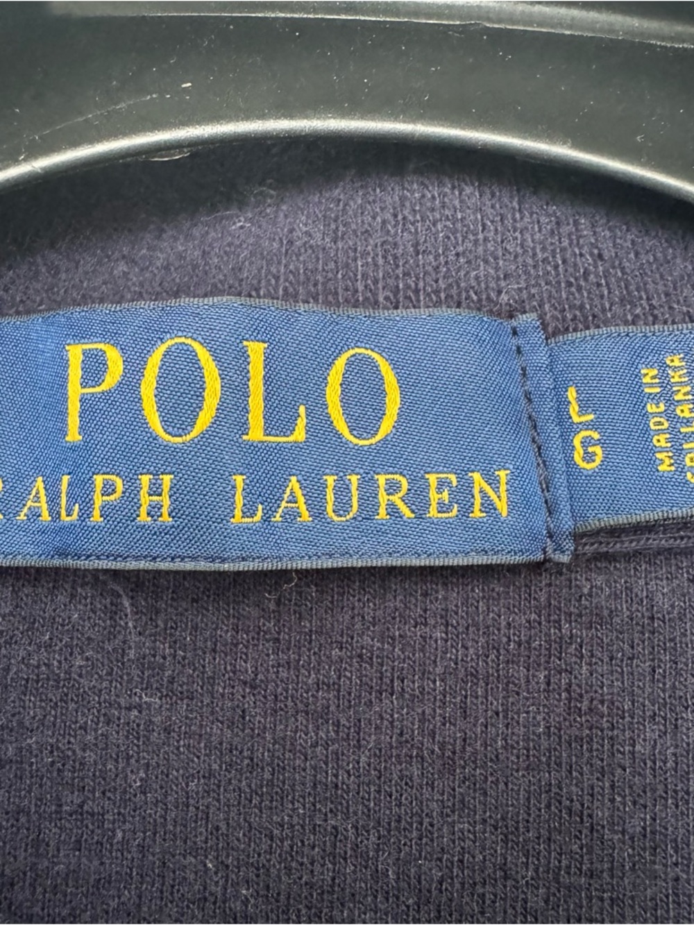 Polo Ralph Lauren 1/4 Zip Sweater Mens L Navy Blue Pullover Red Pony Cotton - Picture 5 of 9
